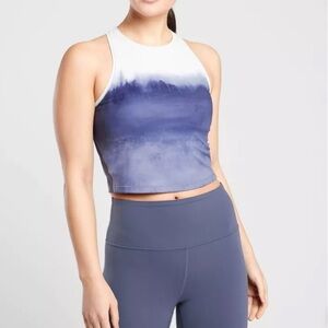 Athleta Shanti Watercolor Stripe Crop Blue Small